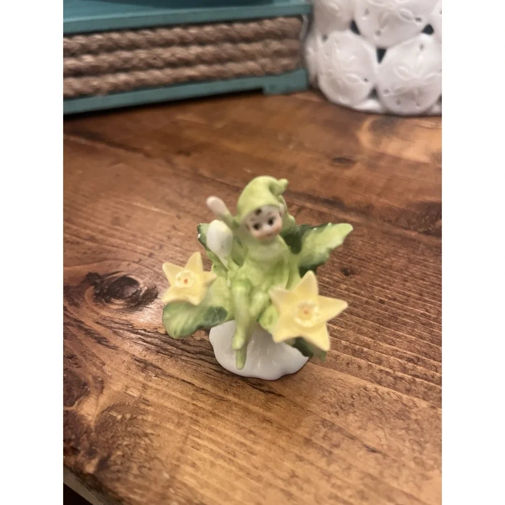 Napcoware Bone China Flower Pixie of the Month March Figurine Vintage Miniature